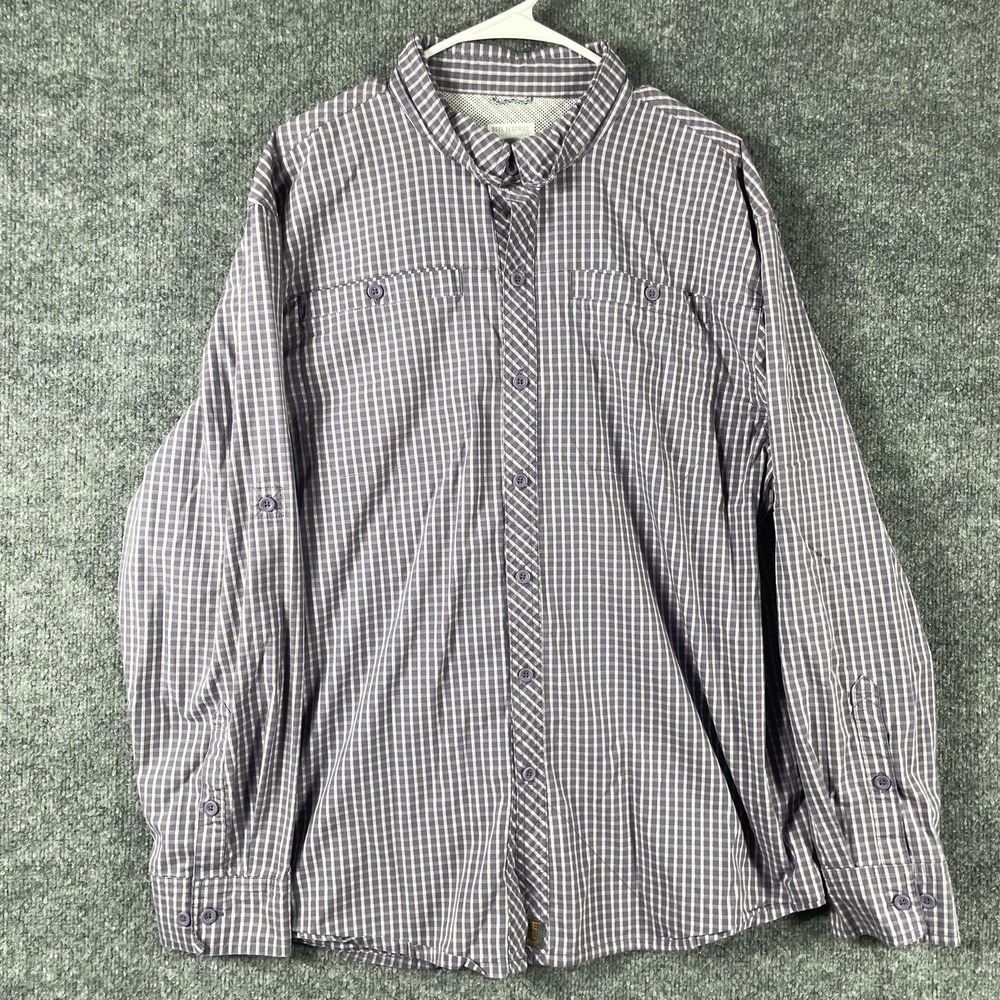 Reel Legends Shirt Mens XL Purple Plaid Long Sleeve Button Up Casual Summer Fish